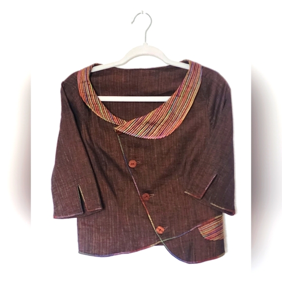 MY WAY Women's Brown, Linen/Cotton Pants Suit.  Size US 8. UK 12 - Picture 3 of 16